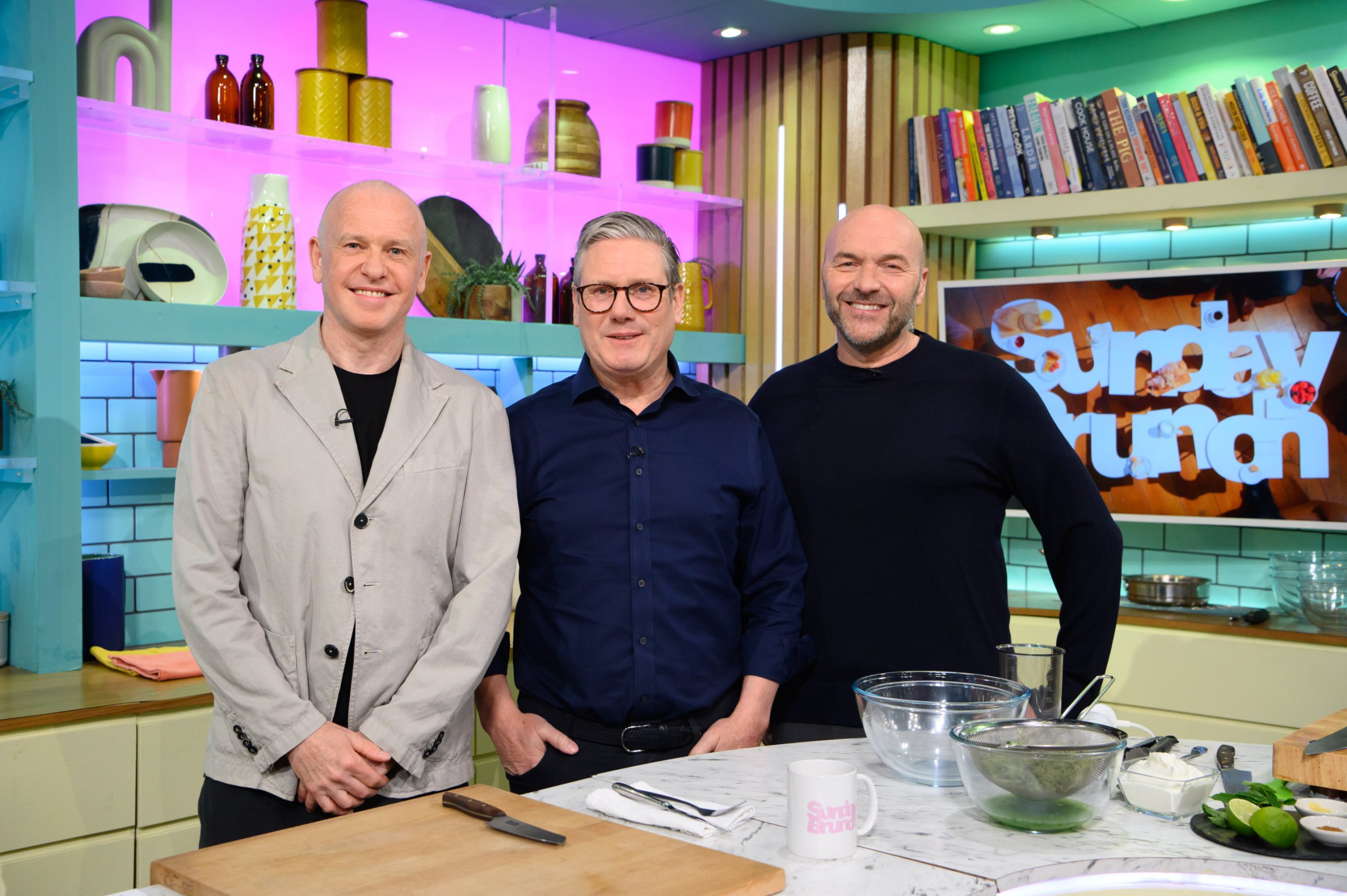 Tim Lovejoy, Sir Keir Starmer and Simon Rimmer on Sunday Brunch.